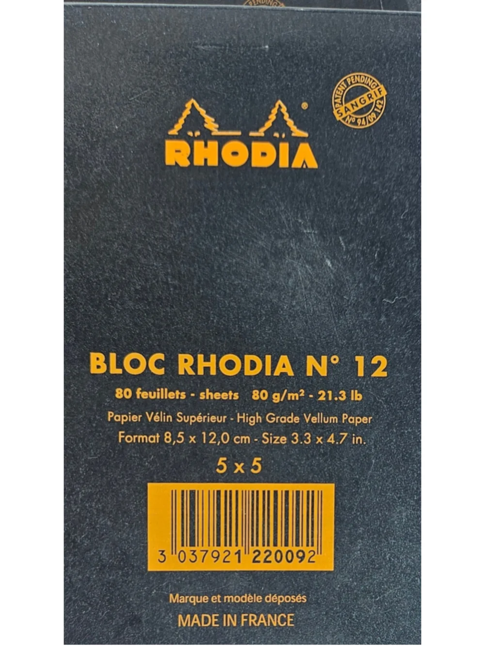 7 Rhodia Vellum Pads 122009 No. 12 Square Ruled Repellent PEFC Cert Block 5 x 5